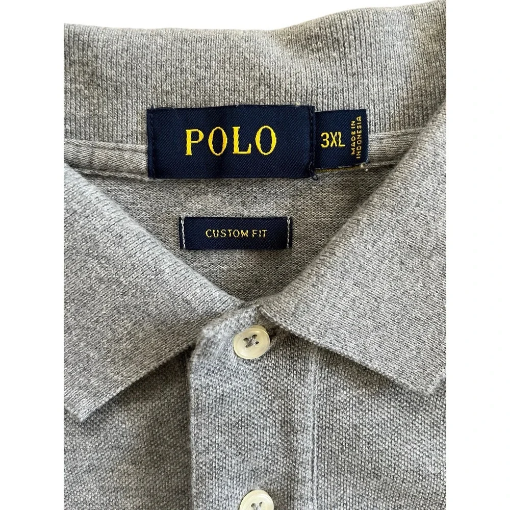 Polo Ralph Lauren Men's Polo Shirt Grey, Short Sleeve, Cotton, Pocket, Size 3XL